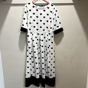Heart-Print Midi Dress
